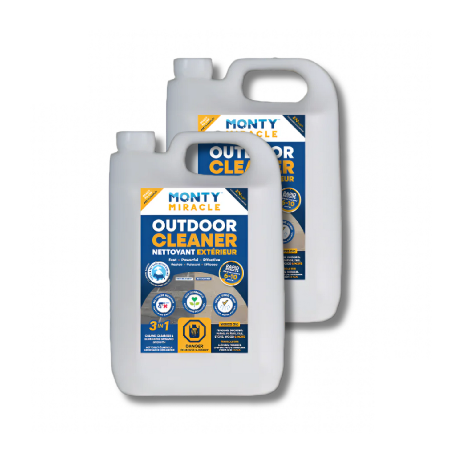 Two bottles of Monty Miracle Outdoor Cleaner